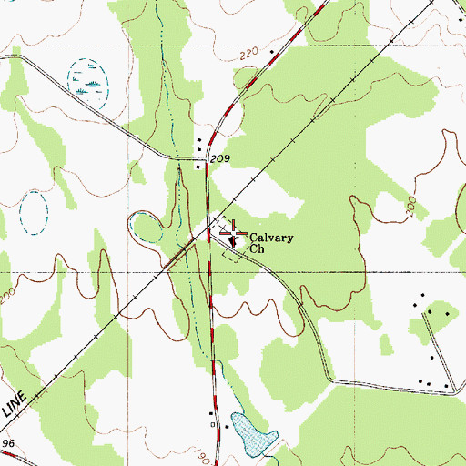 Topographic Map of Calvary Church, SC