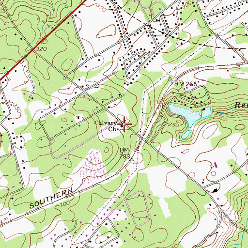 Topographic Map of Calvary Church, SC