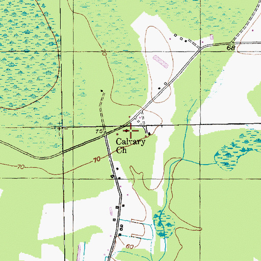 Topographic Map of Calvary Church, SC