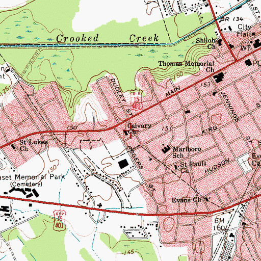 Topographic Map of Calvary Church, SC
