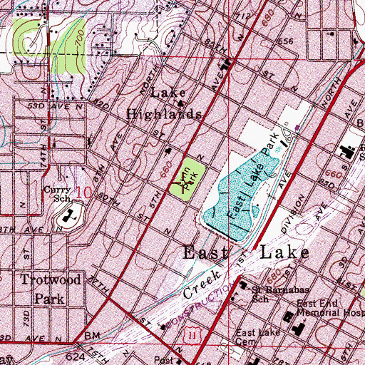 Topographic Map of Lynn Park, AL