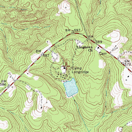 Topographic Map of Camp Longridge, SC