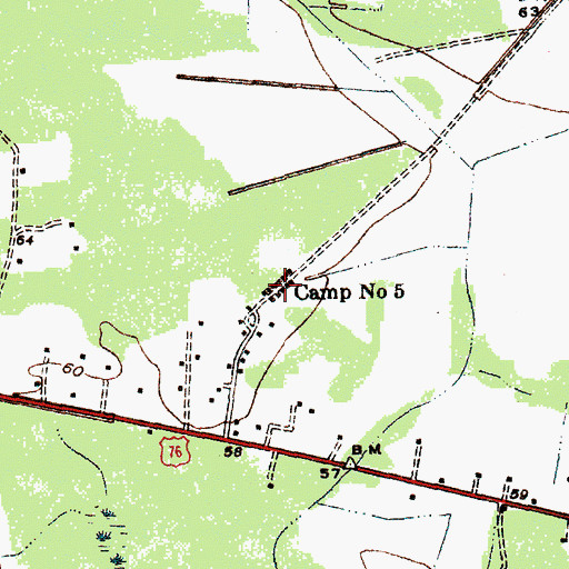 Topographic Map of Camp Number Five, SC