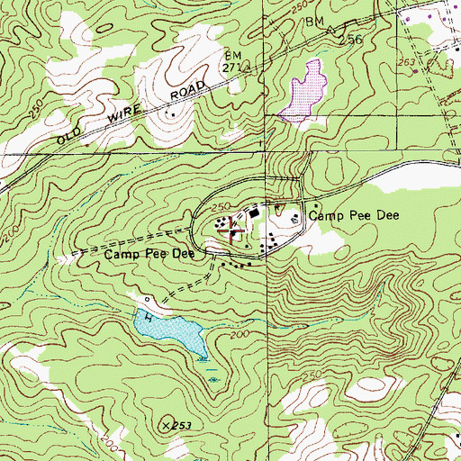Topographic Map of Camp Pee Dee, SC