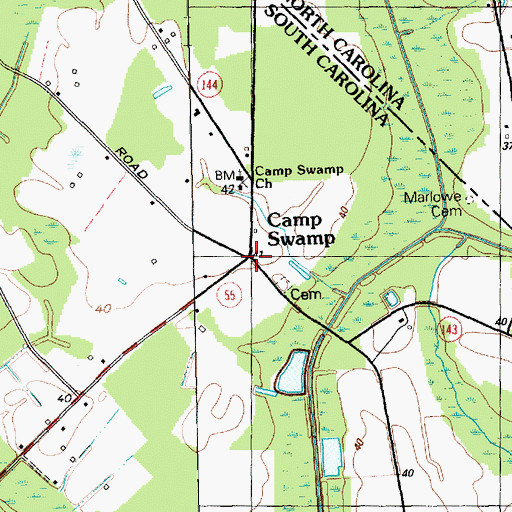 Topographic Map of Camp Swamp, SC