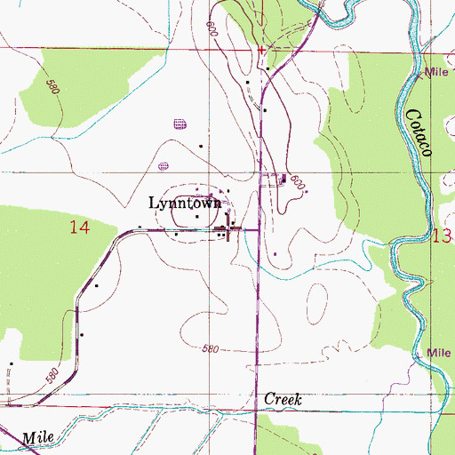 Topographic Map of Lynntown, AL