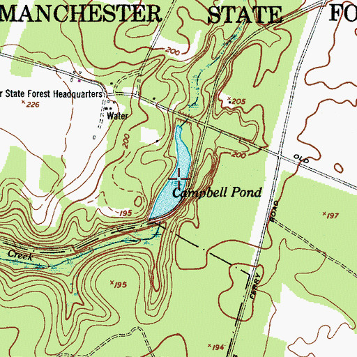 Topographic Map of Campbell Pond, SC