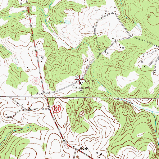 Topographic Map of Campfield Church, SC