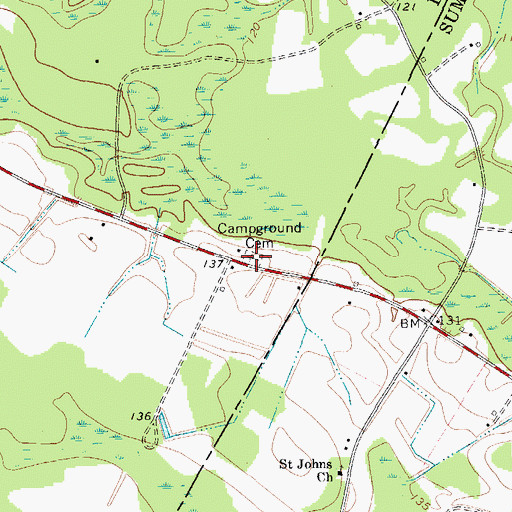 Topographic Map of Campground Cemetery, SC