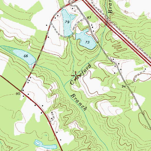 Topographic Map of Cane Branch, SC