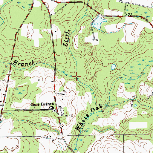 Topographic Map of Cane Branch, SC