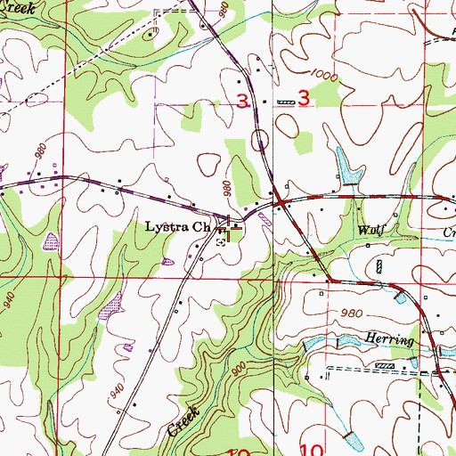 Topographic Map of Lystra Baptist Church, AL