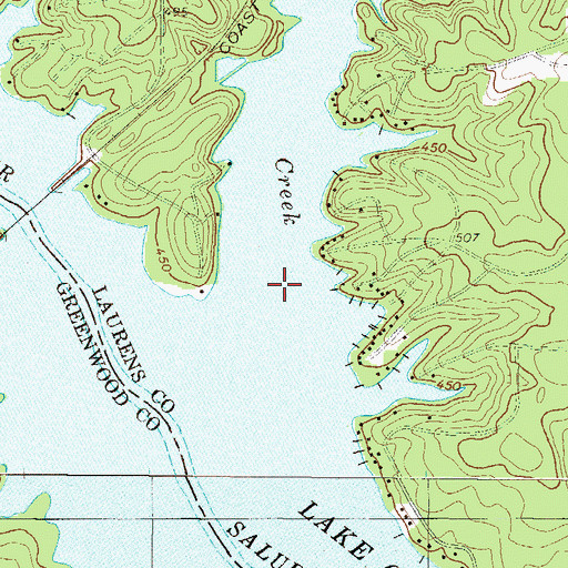 Topographic Map of Cane Creek, SC