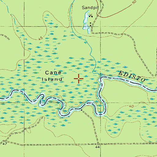 Topographic Map of Cane Island, SC