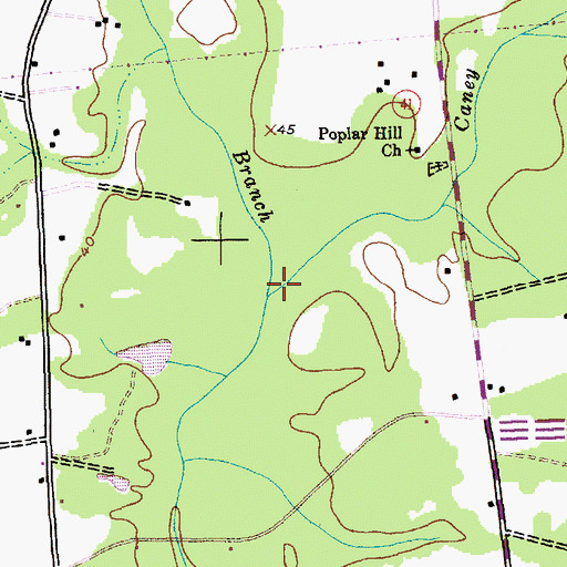 Topographic Map of Caney Branch, SC