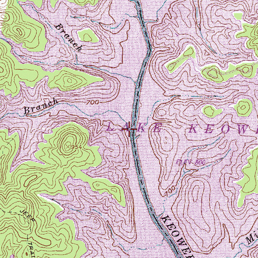 Topographic Map of Caney Branch, SC