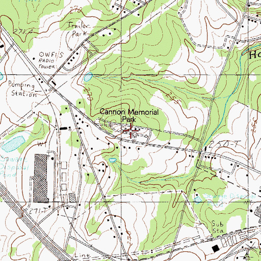 Topographic Map of Cannon Memorial Park, SC