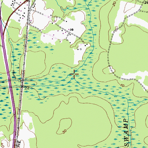 Topographic Map of Canterhill Swamp, SC
