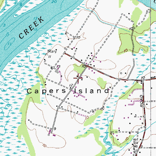 Topographic Map of Capers Island, SC