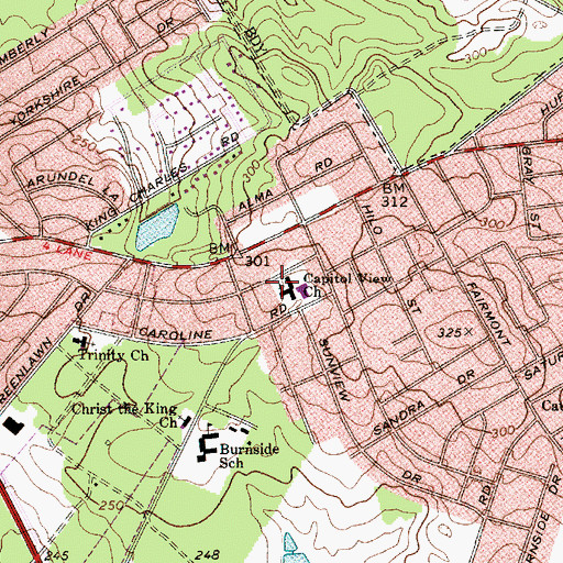 Topographic Map of Capitol View Church, SC