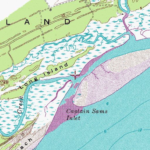 Topographic Map of Captain Sams Creek, SC