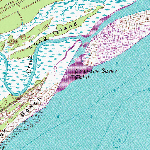 Topographic Map of Captain Sams Inlet, SC