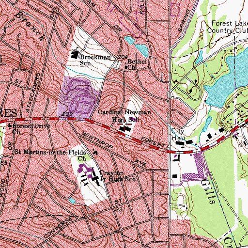 Topographic Map of Cardinal Newman High School, SC