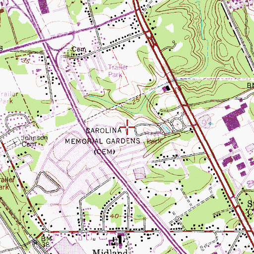 Topographic Map of Carolina Memorial Gardens, SC