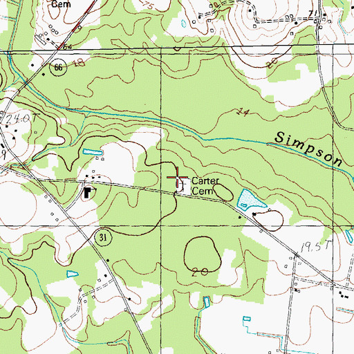 Topographic Map of Carter Cemetery, SC