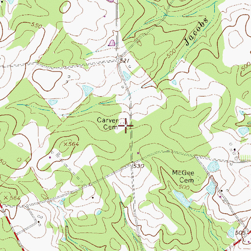 Topographic Map of Carver Cemetery, SC