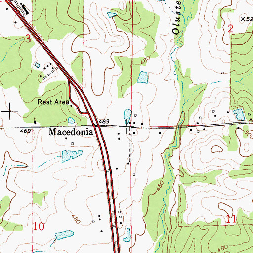 Topographic Map of Macedonia, AL