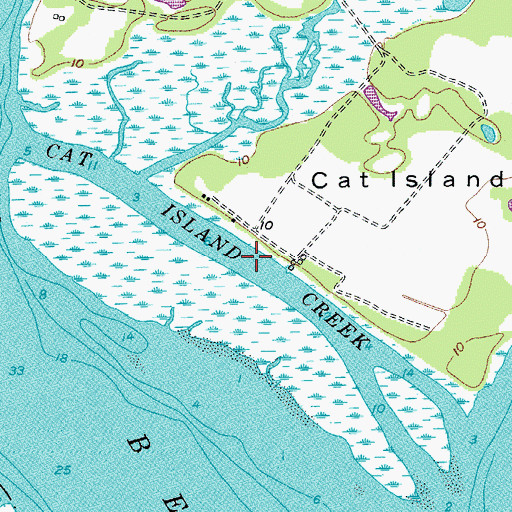 Topographic Map of Cat Island Creek, SC
