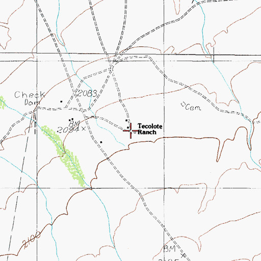 Topographic Map of Tecolote Ranch, AZ