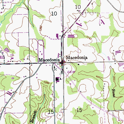 Topographic Map of Macedonia, AL