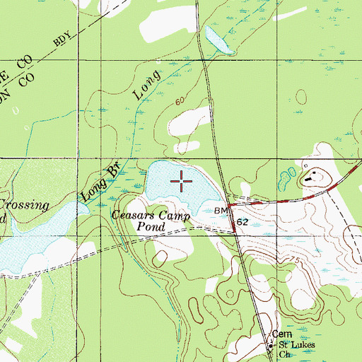 Topographic Map of Ceasars Camp Pond, SC