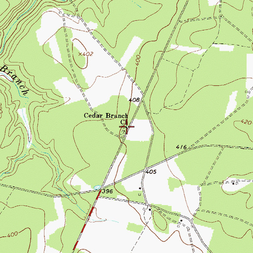 Topographic Map of Cedar Branch Church, SC