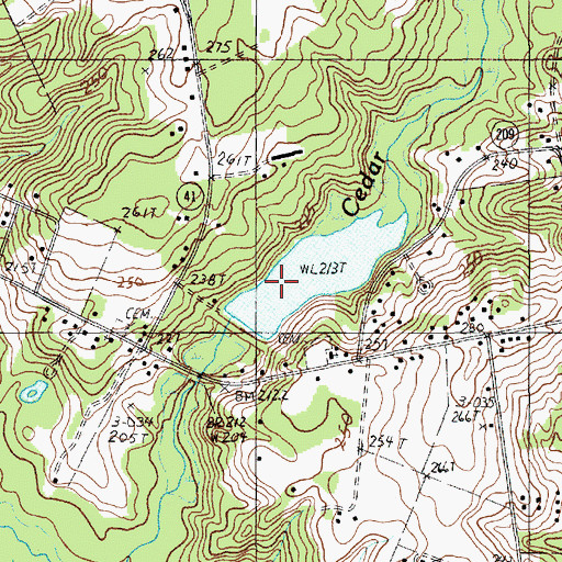 Topographic Map of Cedar Creek Millpond, SC