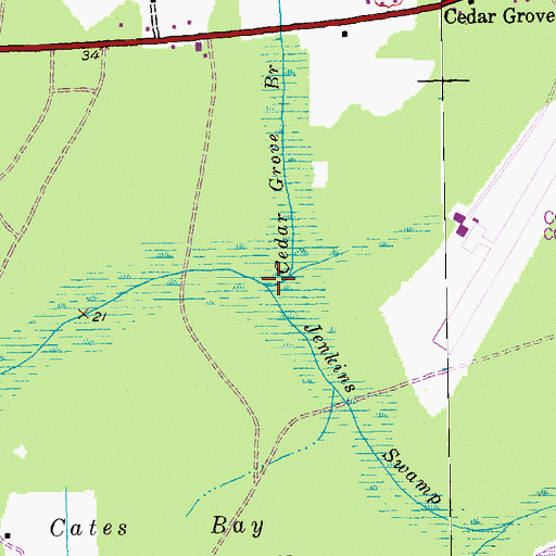 Topographic Map of Cedar Grove Branch, SC
