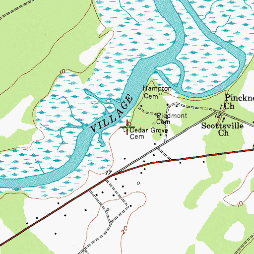 Topographic Map of Cedar Grove Cemetery, SC