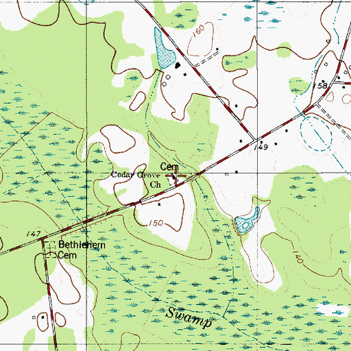 Topographic Map of Cedar Grove Church, SC