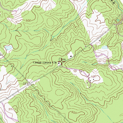 Topographic Map of Cedar Grove Church, SC