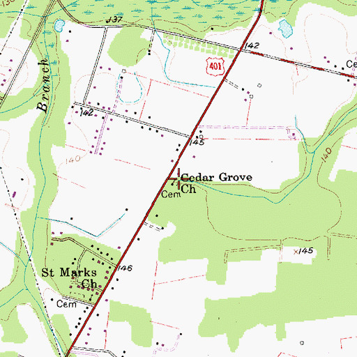 Topographic Map of Cedar Grove Church, SC