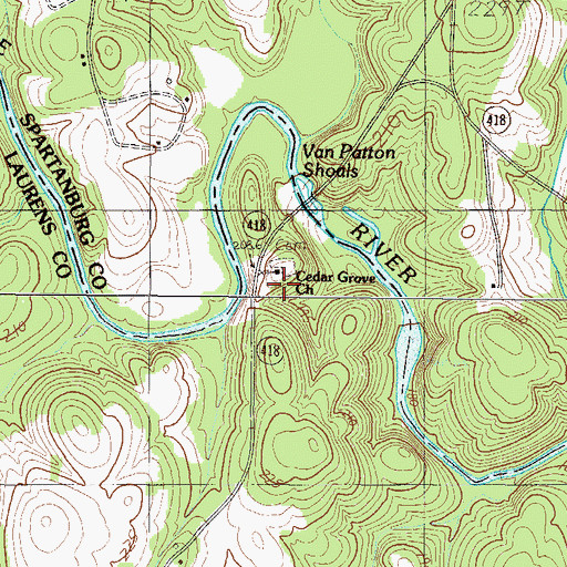 Topographic Map of Cedar Grove Church, SC