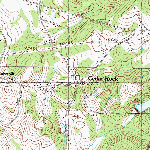 Topographic Map of Cedar Rock, SC