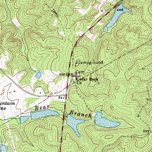 Topographic Map of Cedar Rock Church, SC