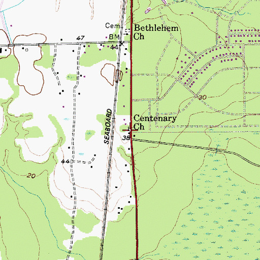 Topographic Map of Centenary Church, SC