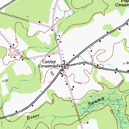 Topographic Map of Center Crossroads, SC