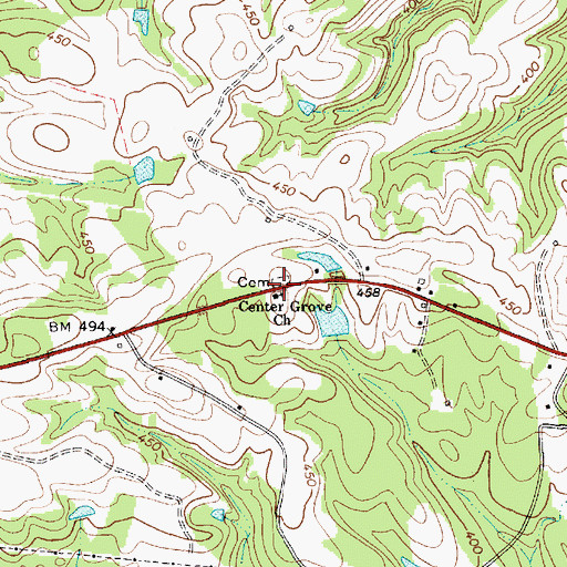 Topographic Map of Center Grove Church, SC