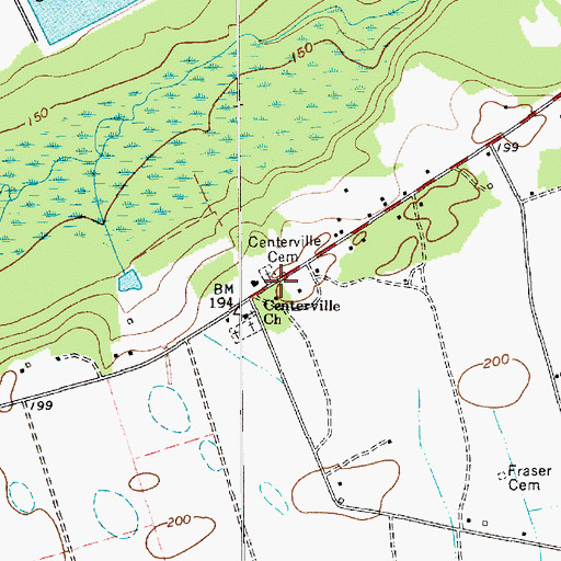 Topographic Map of Centerville Cemetery, SC