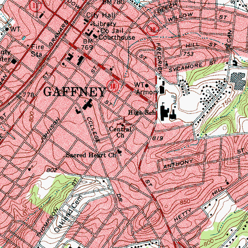 Topographic Map of Central Church, SC